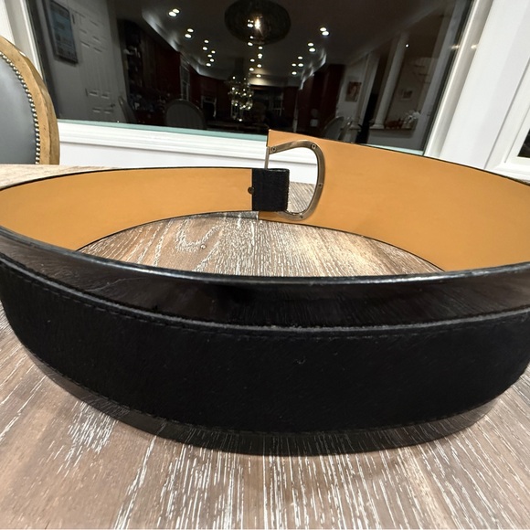 W by Worth Mixed Media Black Leather & Calf Hair Statement Belt - Med - Like New - Picture 6 of 6